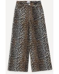 Ganni - Leopard Print Flock Denim Baggy Jeans - Lyst