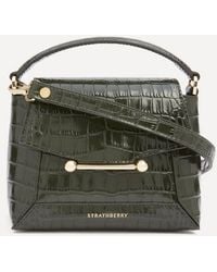 Strathberry - Mosaic Nano Soft Croc-Embossed Leather Top Handle Bag - Lyst