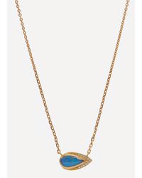 Brooke Gregson 18ct Gold Ellipse Halo Boulder Opal Necklace - Metallic
