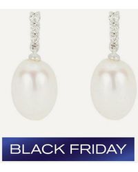 Kojis - 18Ct Pearl And Diamond Drop Earrings - Lyst