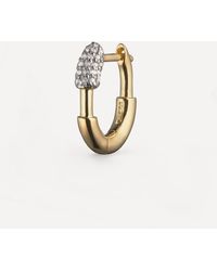 Otiumberg - Gold Plated Vermeil Silver Small Pave Staple Hoop Earring One Size - Lyst