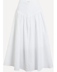Peachy Den - Deba Seersucker Porcelain Midi Skirt - Lyst