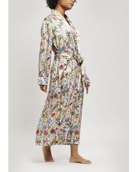 Liberty Bamboo Garden Silk Charmeuse Long Robe - Multicolor