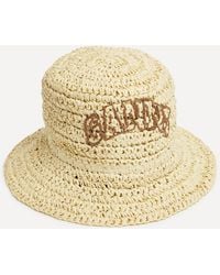 Ganni - Women's Beige Summer Straw Hat One Size - Lyst