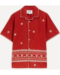 Wax London - Mens Didcot Short-sleeve Daisy Embroidery Shirt - Lyst