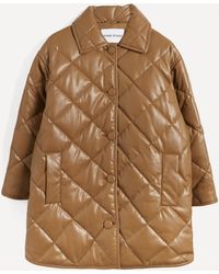 Stand Studio Jacey Quilted Faux-leather Coat - Brown