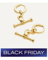 Missoma - 18Ct-Plated Ridge T-Bar Drop Huggie Hoop Earrings - Lyst