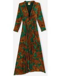 FARM Rio - Women's Green Artsy Leopards Long-sleeve Maxi-dress - Lyst