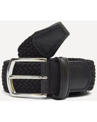 Anderson's - 3.5cm Leather-trimmed Woven Elastic Belt - Lyst