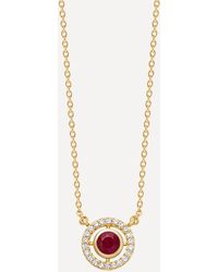 Astley Clarke 14ct Gold Mini Icon Aura Ruby And Diamond Pendant Necklace - Metallic