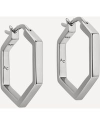 Astley Clarke Sterling Silver Medium Deco Hoop Earrings - Metallic