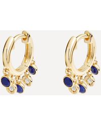 Astley Clarke Gold Plated Vermeil Silver Biography Lapis Lazuli And White Sapphire Droplet Hoop Earrings - Metallic