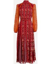 Saloni - Women's Jacqui B Zinnia Stem Silk Georgette Dress 12 - Lyst