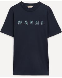 Marni - Deep Blue Patterned Print T-shirt 42/52 - Lyst