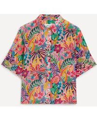 Liberty - Women's Jungle Trip Short-sleeve Silk Crepe De Chine Shirt Xxl - Lyst