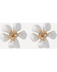Kenneth Jay Lane - Plated Pearl Flower Clip-On Earrings - Lyst