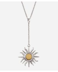 Dinny Hall Silver Sun Chain Charm With 9k Brushed Center Pendant - Metallic