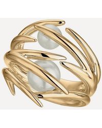 Shaun Leane - Gold Plated Vermeil Silver Cherry Blossom Double Pearl Ring - Lyst