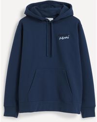 for Men gym and workout clothes Hoodies Maison Kitsuné Cotton Maison Kitsune Mini Handwriting Hoodie in Navy Melange Blue Mens Clothing Activewear Save 33% Blue 