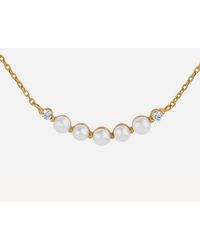 Dinny Hall 14ct Gold Shuga Pearl And Diamond Bar Pendant Necklace - Metallic