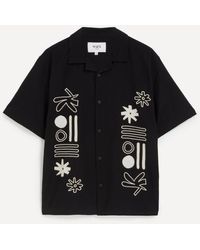 Wax London - Didcot And Ecru Abstract Applique Short-Sleeve Shirt - Lyst