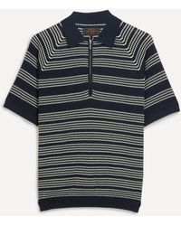 Beams Plus - Mens Zip Stripe-pattern Knitted Polo Shirt 42/52 - Lyst