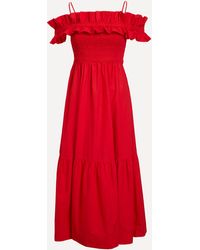 Ganni - Women's Cotton Poplin Long Smock Dress 12 - Lyst
