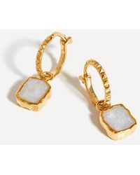 Missoma - 18Ct-Plated Vermeil Mini Pyramid Charm Drop Hoop Earrings - Lyst
