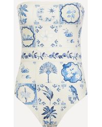 Agua Bendita - Ilusion Wild Strapless Embellished Printed Recycled Swimsuit - Lyst