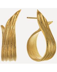 Alex Monroe - 22Ct-Plated Wrapped Ribwort Plantain Leaf Twist Drop Earrings - Lyst
