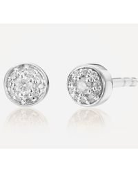 Monica Vinader Silver Fiji Tiny Diamond Button Stud Earrings - Metallic