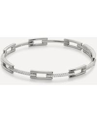 Monica Vinader - Sterling Diamond Signature Link Skinny Bangle Bracelet - Lyst