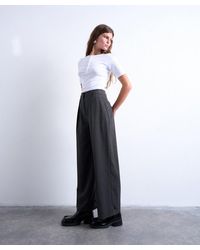 TOPSHOP - Co-Ord Pinstripe Tailored Wide-Leg Trousers - Lyst