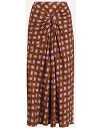 Dries Van Noten - Printed Crepe Midi Draped Skirt - Lyst
