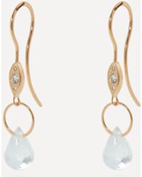Melissa Joy Manning - 14ct Gold Diamond And Aquamarine Drop Earrings One Size - Lyst