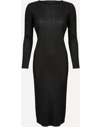 Pleats Please Issey Miyake - Women's Monthly Colours September Black Pleated Midi-dress 5 - Lyst