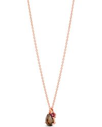 Dinny Hall Rose Gold Vermeil Gem Drop Smoky Quartz And Rhodolite Pendant Necklace - Metallic