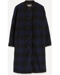 Stine Goya Beth Gingham Fleece Coat - Blue