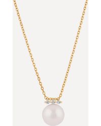 Dinny Hall 14ct Gold Shuga Large Pearl And Diamond Pendant Necklace - Metallic