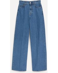 Totême - Women's Wide Leg Vibrant Blue Denim Jeans 27 - Lyst