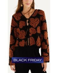 FARM Rio - Leopard Hearts Knit Cardigan - Lyst