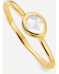 Monica Vinader Gold Plated Vermeil Silver Siren Small Moonstone Stacking Ring - Metallic