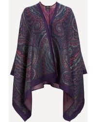 Etro - Wool-Blend Paisley Poncho - Lyst