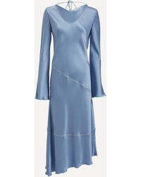 Acne Studios - Women's Dusty Blue Long Satin Dress 8 - Lyst