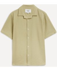 Wax London - Mens Didcot Short-sleeve Textural Wave Stripe Shirt - Lyst