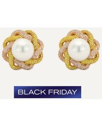 Kojis - 18Ct South Sea Pearl And Coloured Diamond Stud Earrings - Lyst