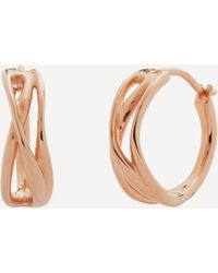 Monica Vinader - 18ct Rose Gold Plated Vermeil Silver Nura Reef Crossover Huggie Hoop Earrings - Lyst
