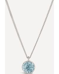 Dinny Hall Silver Gem Drop Medium Rose Cut Blue Topaz Pendant Necklace - Metallic