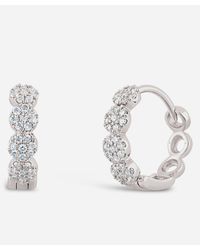 Dinny Hall - 14ct White Gold Shuga Pave Diamond Huggie Hoop Earrings One Size - Lyst