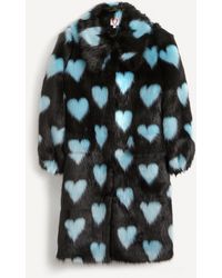 Shrimps Lorca Heart Faux-fur Long Coat - Black